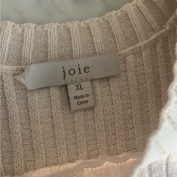 Joie cream knit ribbed maxi dress with side slits and frayed sleeve edge size XL - Picture 6 of 11